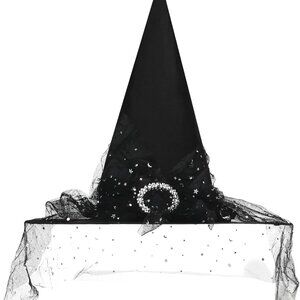 Witch Hats for Women, Adult Witch Vampire Halloween Costumes Accessories Black/P